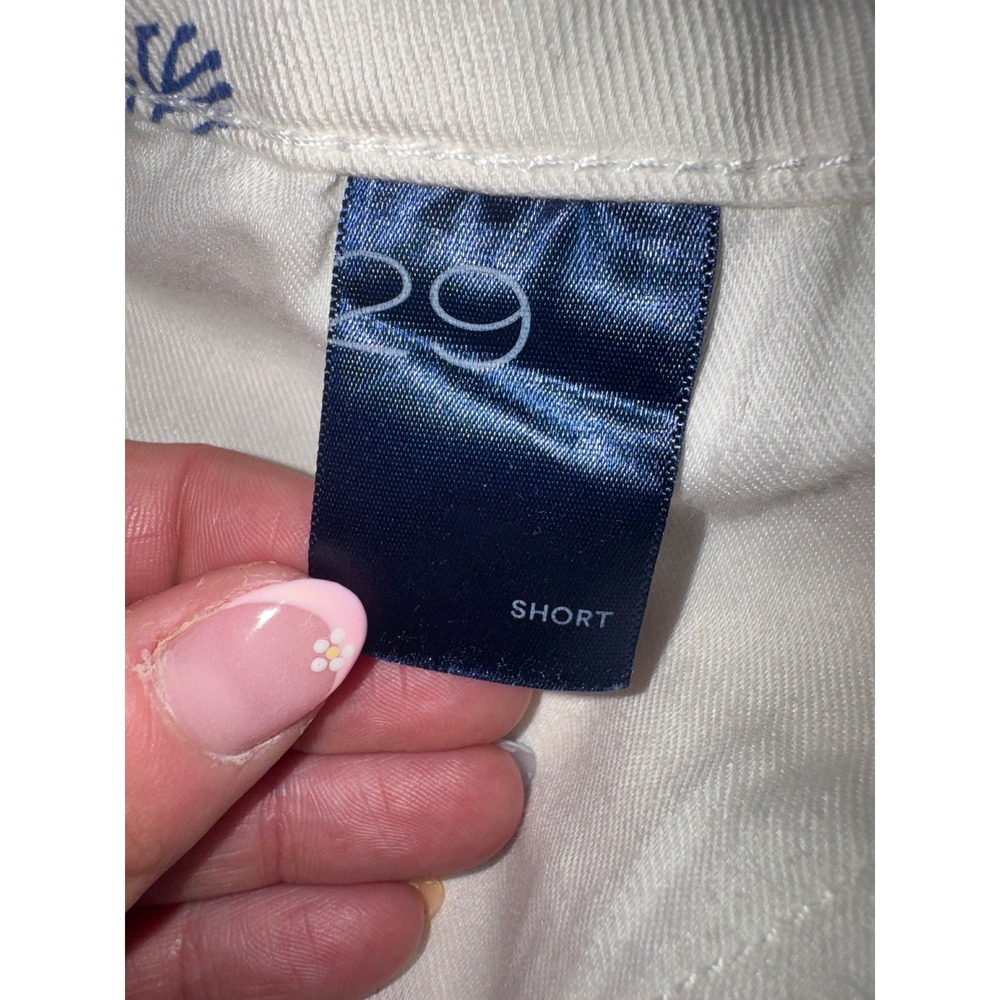 Pilcro Denim Shorts Womens White Blue Botanical Palm Print High Rise 29 - Picture 6 of 7